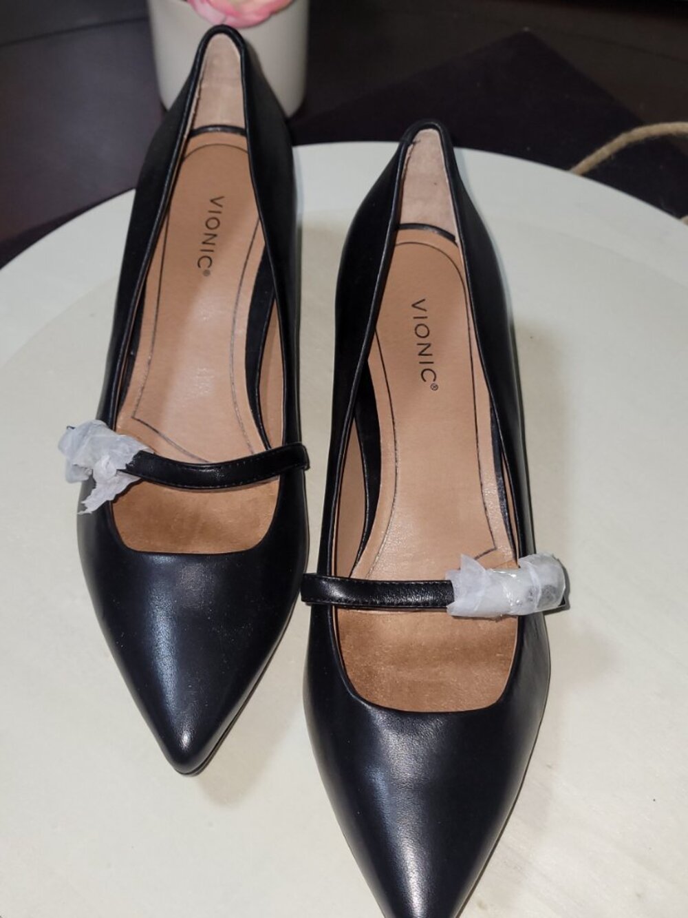 Vionic Black Leather Pumps [Item #SP07]